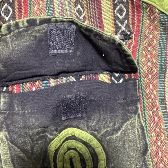 Kathmandu Olive Stonewashed Trousers Cargo Pants w/Tribal Patterns Harem Hippie - Picture 11 of 16